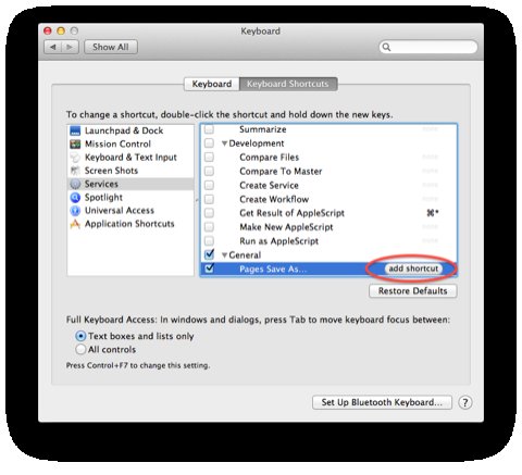 image of Keyboard Shortcuts pref pane